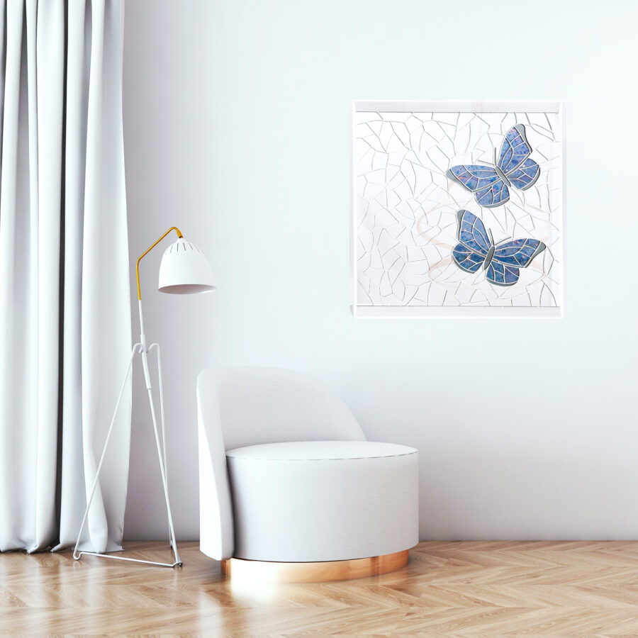 obraz z luster dwa motyle niebieskie FARFA wizualizacja